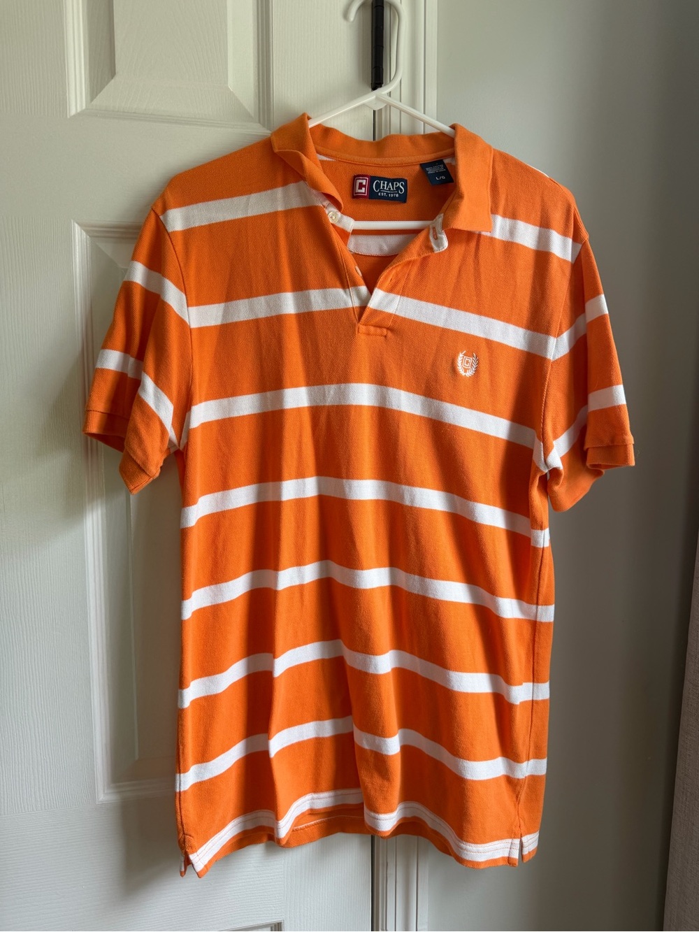 Chaps Men’s Orange & White Striped Polo
